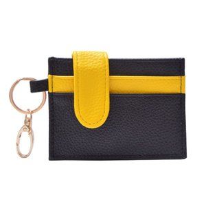 Black and Yellow Card Holder Key Ring